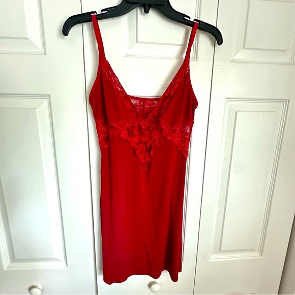 Y2K Babydoll Red Lace Womens XL Slip Dress Adjustable Sexy Romantic Feminine - Picture 1 of 10